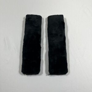 Seat Belt Covers Black Faux Fur Plush Padded Set of 2